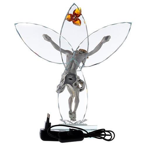 Crucifix glass lamp with amber flower 5