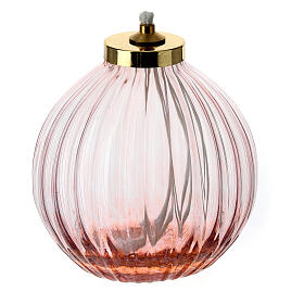 Pink glass wick lamp 8.5x9 cm