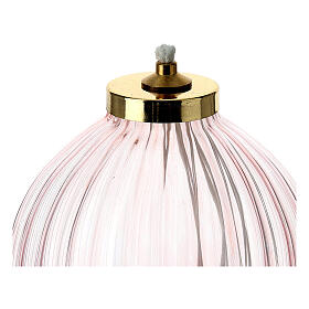 Pink glass wick lamp 8.5x9 cm