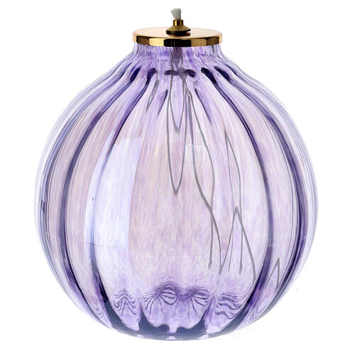 Liquid wax lantern in purple glass 16x17 cm 1