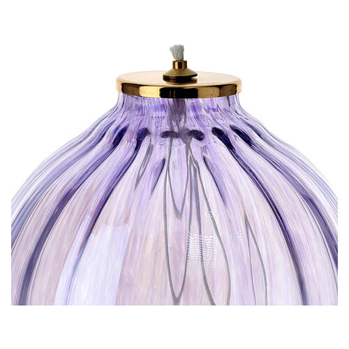 Liquid wax lantern in purple glass 16x17 cm 2