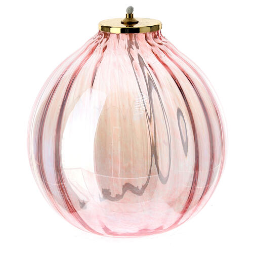 Pink glass sphere lantern 16x17 cm 1