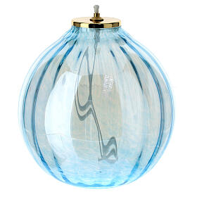 Light blue glass lamp with gigler wick 16x17 cm