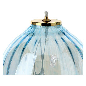 Light blue glass lamp with gigler wick 16x17 cm