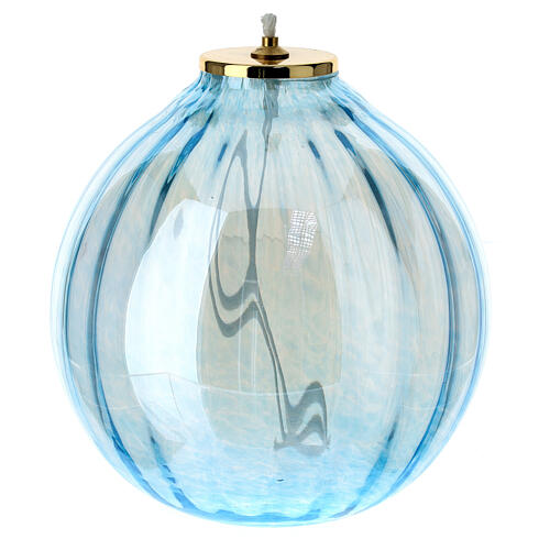 Light blue glass lamp with gigler wick 16x17 cm 1