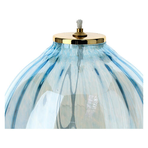 Light blue glass lamp with gigler wick 16x17 cm 2