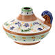Deruta ceramic oil lamp decorated with blue flowers s1