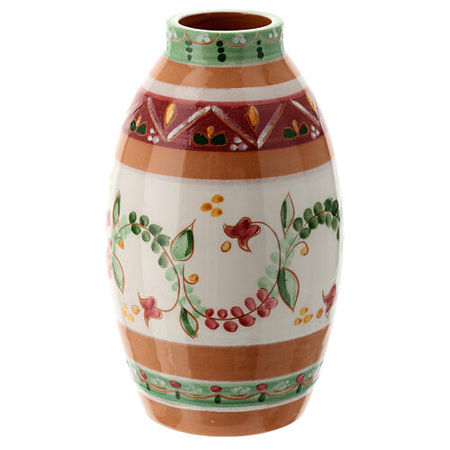 Liquid wax jar-shaped lamp with pink flowers, Deruta ceramic 1