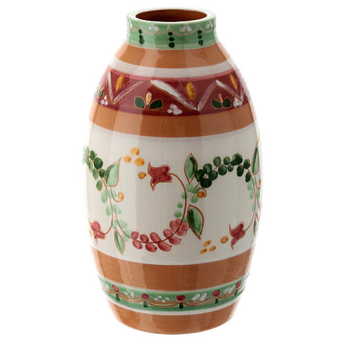 Liquid wax jar-shaped lamp with pink flowers, Deruta ceramic 2