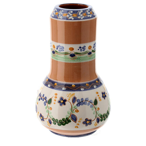 Deruta ceramic lamp with rounded bottom and blue floral pattern 1