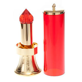 Blessed Sacrament candle in golden brass, with battery s4