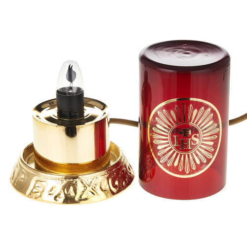 Blessed Sacrament lamp in brass, electric 10