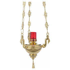 Blessed Sacrament lamp in gold plated brass with red glass