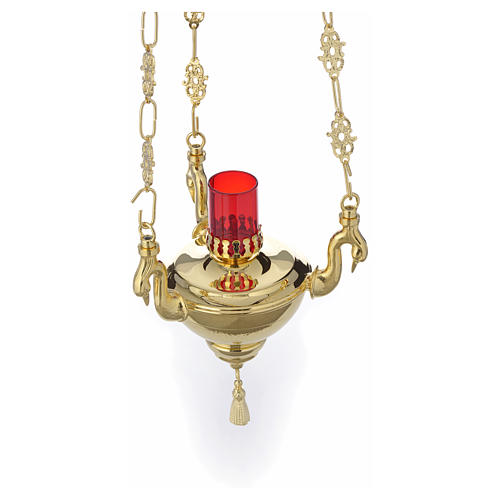Blessed Sacrament lamp in gold plated brass with red glass 2