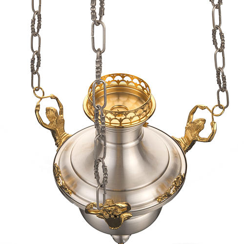 Blessed Sacrament lamp in satin brass with angels 4