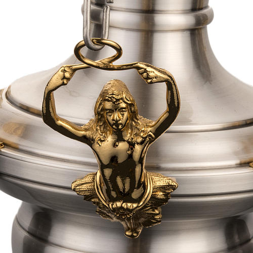 Blessed Sacrament lamp in satin brass with angels 8