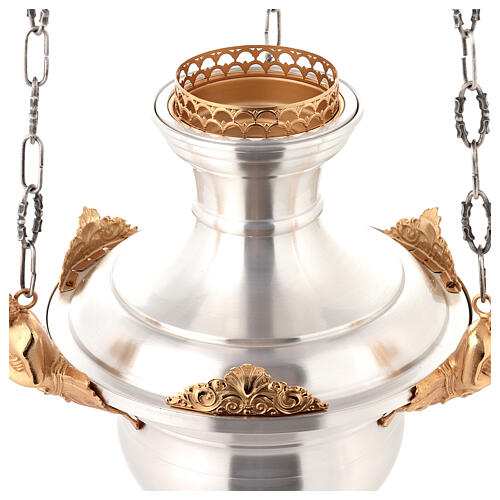 Blessed Sacrament candle in satin brass with angels 4