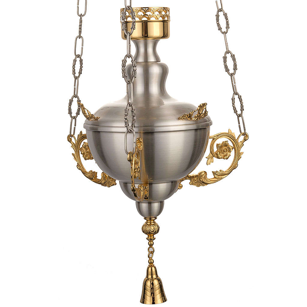 Blessed Sacrament candle in satin brass with golden leaves online