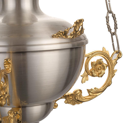 Lampada Santissimo ottone satinato con foglie dorate 4