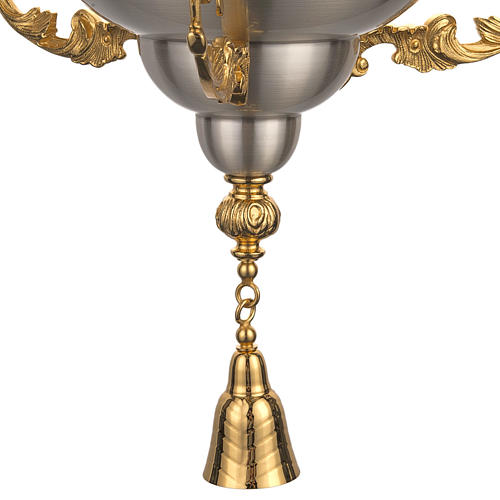 Blessed Sacrament candle in satin brass with golden leaves 3
