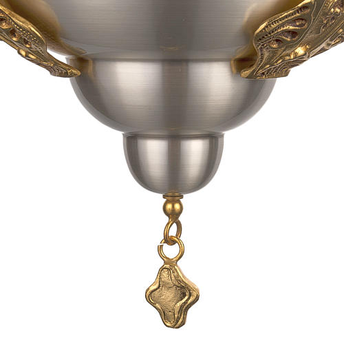 Blessed Sacrament candle in satin brass with angel faces 3