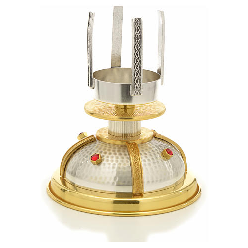 Oil lamp for the Most Holy in silver and gold-plate bronze hammered 4