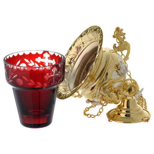 Blessed Sacrament Orthodox lamp in golden brass 12X11.5 cm 3