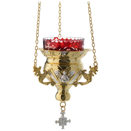 Lampe Très-Saint-Sacrement orthodoxe dorée 12X11.5 cm 1