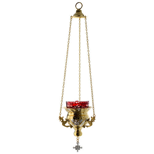 Blessed Sacrament Orthodox lamp in golden brass 12X11.5 cm 2