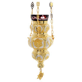 Blessed Sacrament Orthodox lamp  in golden brass 14x12cm