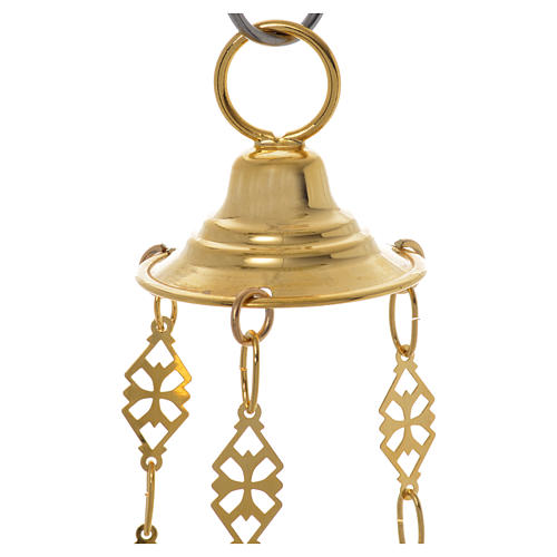 Blessed Sacrament Orthodox lamp  in golden brass 14x12cm 5