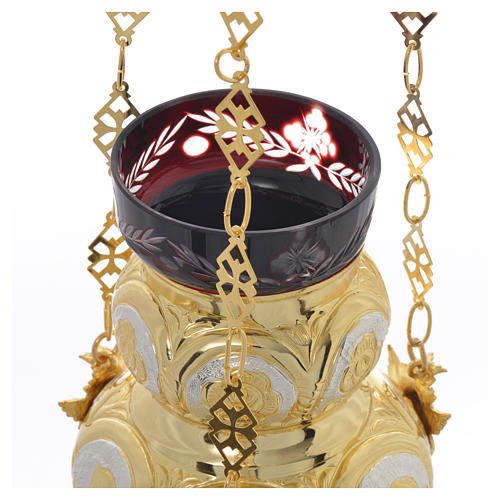 Blessed Sacrament Orthodox lamp  in golden brass 14x12cm 6