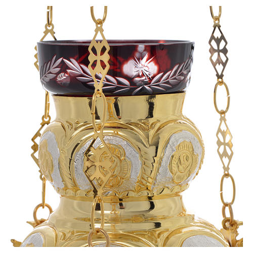 Blessed Sacrament Orthodox lamp  in golden brass 14x12cm 2