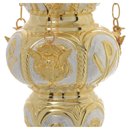Blessed Sacrament Orthodox lamp  in golden brass 14x12cm 3