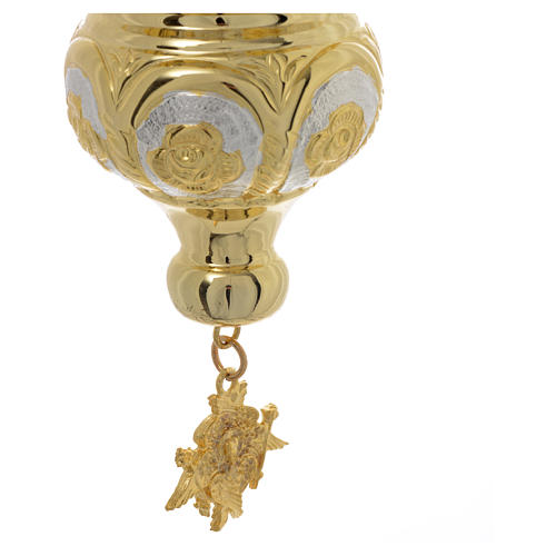 Blessed Sacrament Orthodox lamp  in golden brass 14x12cm 4