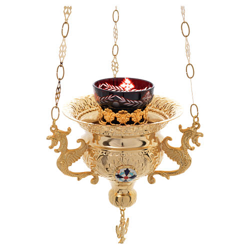 Lampe de Très-Saint-Sacrement orthodoxe laiton 15x15 cm 1