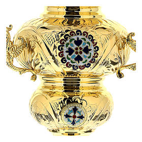Blessed Sacrament Orthodox lamp in golden brass 26x17cm