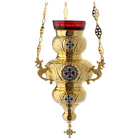 Lampade per il Santissimo: Lampada Ortodossa ottone dorato cm 26X17 Lampade per il Santissimo: Lampada Ortodossa ottone dorato cm 26X17