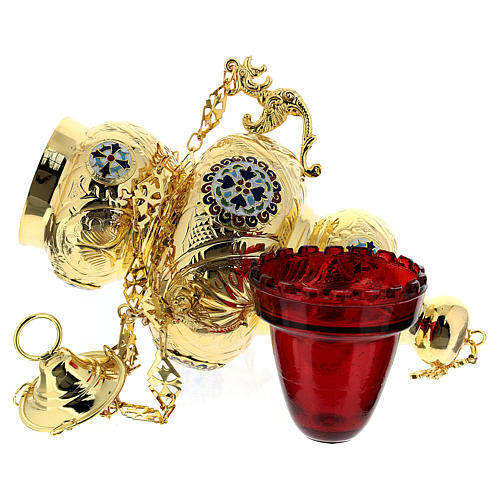 Blessed Sacrament Orthodox lamp in golden brass 26x17cm 5