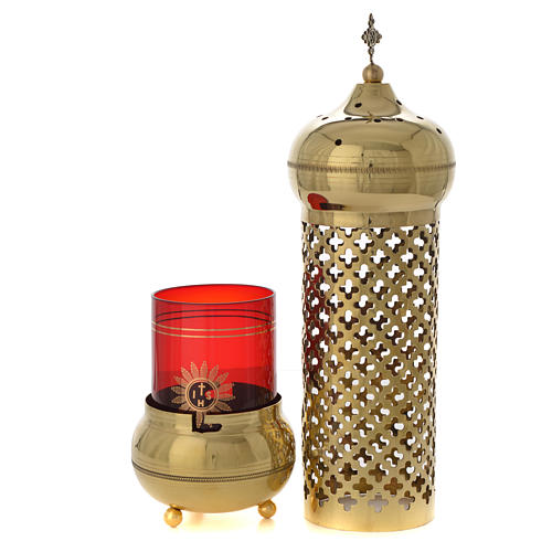 Blessed Sacrament Lamp in hand decorated brass by the Bethléem Monks 3