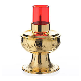 Lamparinas Santíssimo: Lamparina vermelha com base latão cera líquida h 18 cm