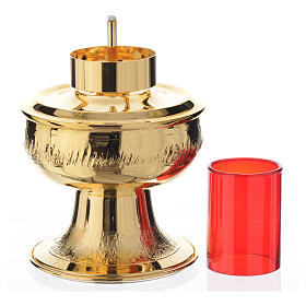 Lamparinas Santíssimo: Lamparina vermelha com base latão cera líquida h 18 cm