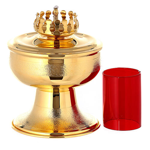 Red liquid wax lamp with brass base, 18cm tall 2
