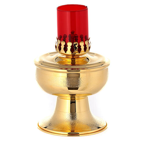 Red liquid wax lamp with brass base, 18cm tall 3