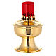 Red liquid wax lamp with brass base, 18cm tall s1