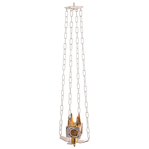 Suspended Blessed Sacrament Lamp in cast brass, Saint Christopher 4