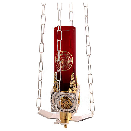 Suspended Blessed Sacrament Lamp in cast brass, Saint Christopher 5