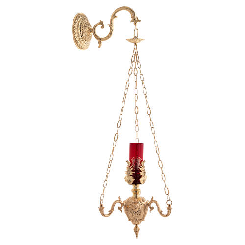 Lamparina Santíssimo de pendurar estilo barroco latão dourado 7