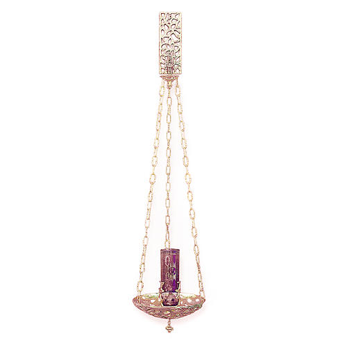 Suspended Blessed Sacrament Lamp in golden brass 18cm 1