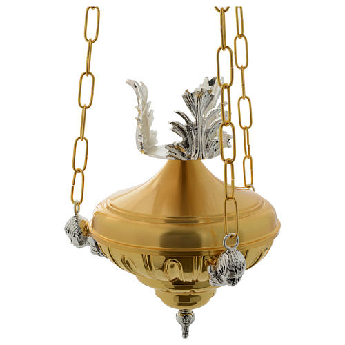 Suspended Blessed Sacrament Lamp in brass with angels 20cm 1
